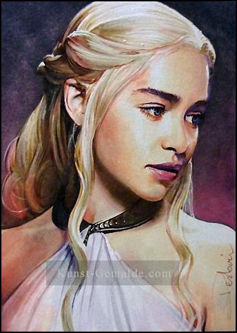 Porträt von Daenerys Targaryen 3 Spiel der Throne Ölgemälde
